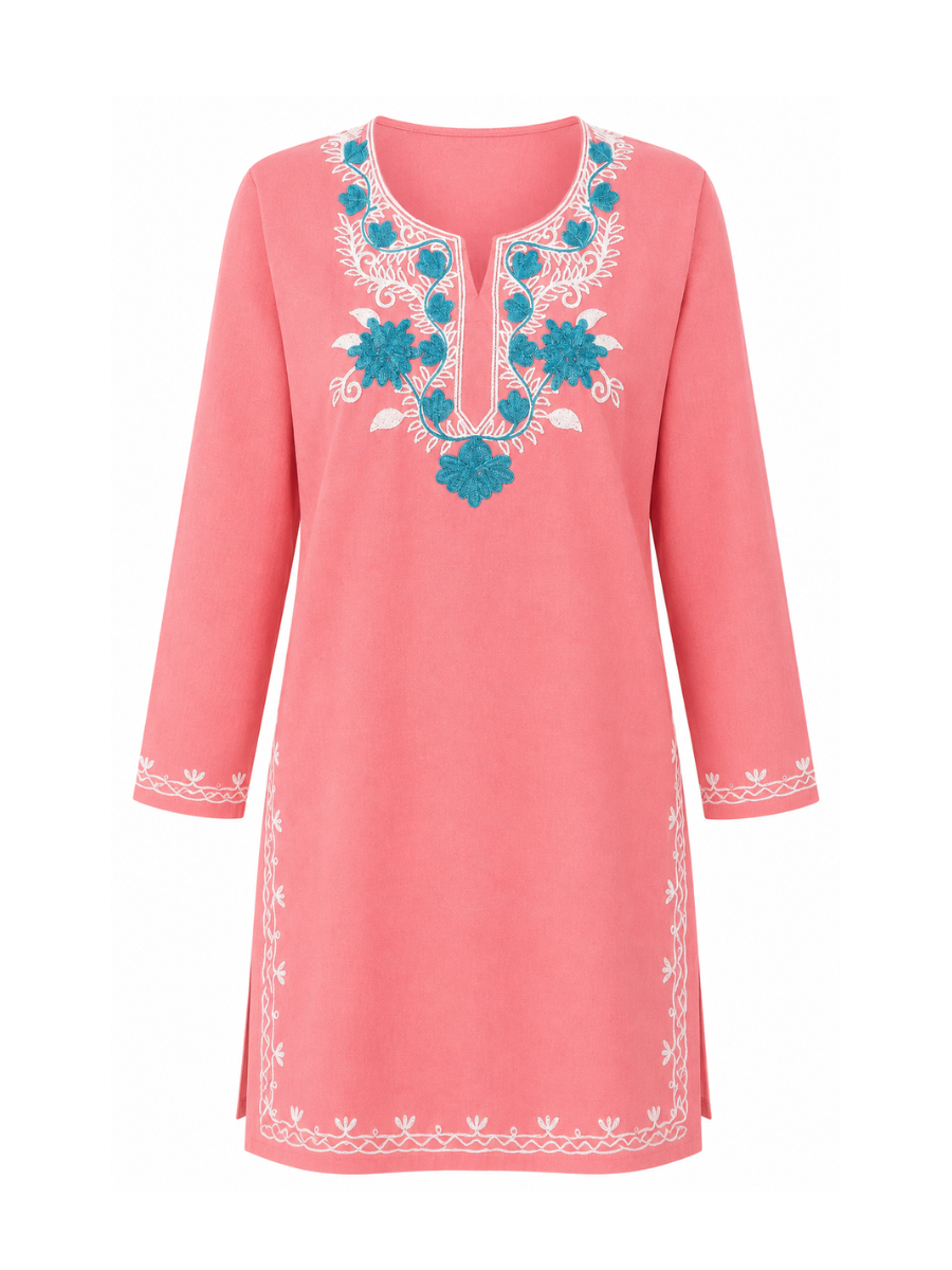 Noor : Aari embroidery summer kurti | Pink
